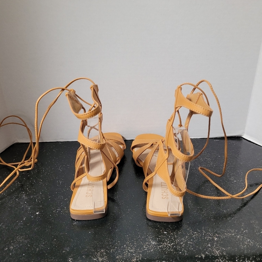 Schutz Cassia Flats Gadiator Sandals Tan - Picture 5 of 9